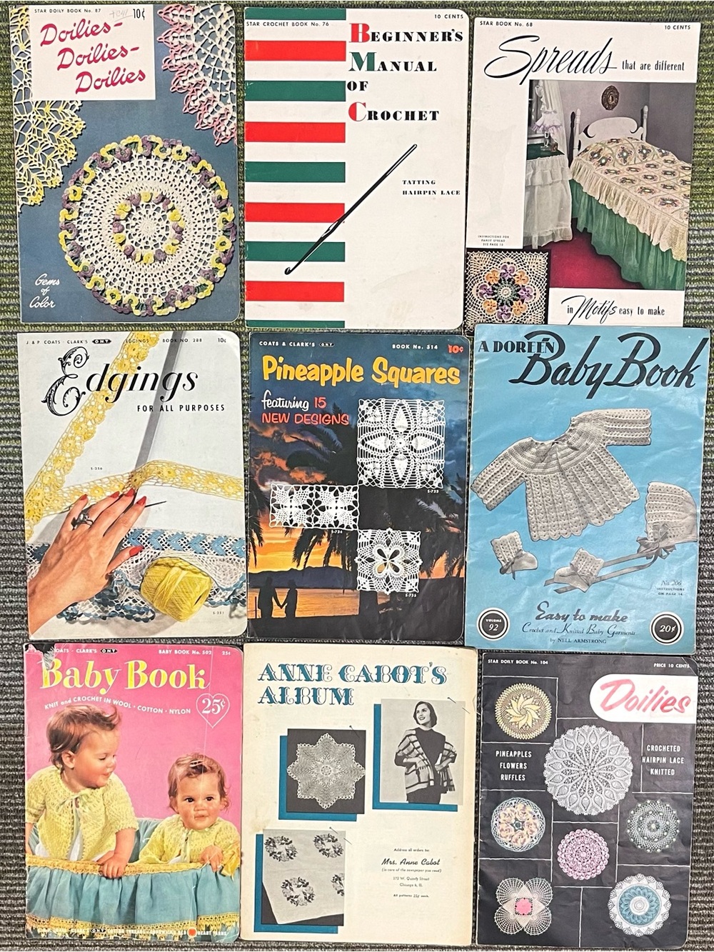Vintage  Needlework Pattern Books - Ann Cabot's Album - Bundle of 9